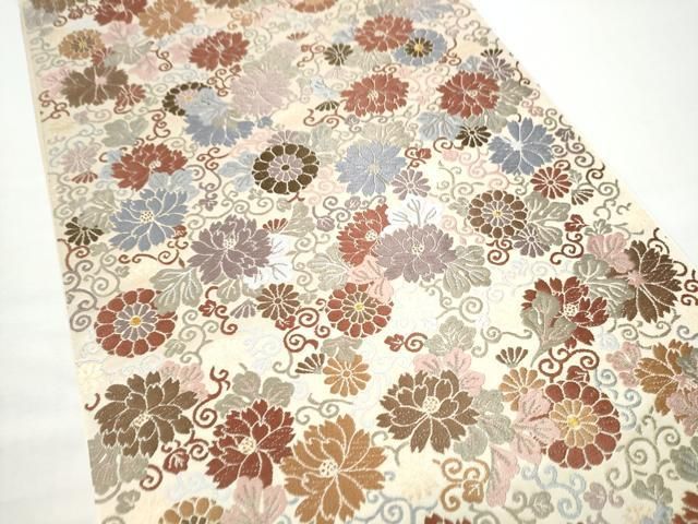 平和屋着物●青々庵　六通柄袋帯　唐織　花唐草文　金糸　正絹　逸品　CABO1670hy