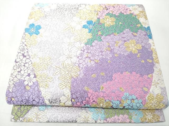 平和屋着物●六通柄袋帯　舞桜文　金銀糸　正絹　逸品　CABO1673hy