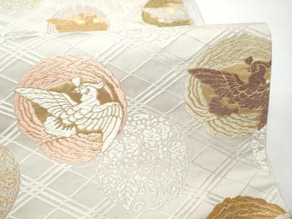 平和屋着物●六通柄袋帯　唐織　花鳥丸文　金糸　正絹　逸品　CABO1675hy