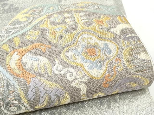 平和屋着物●六通柄袋帯　花鳥文　金銀糸　正絹　逸品　CABO1679hy
