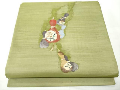 平和屋着物●太鼓柄袋帯　すくい織　瓢箪　正絹　逸品　未使用　CABO1685hy