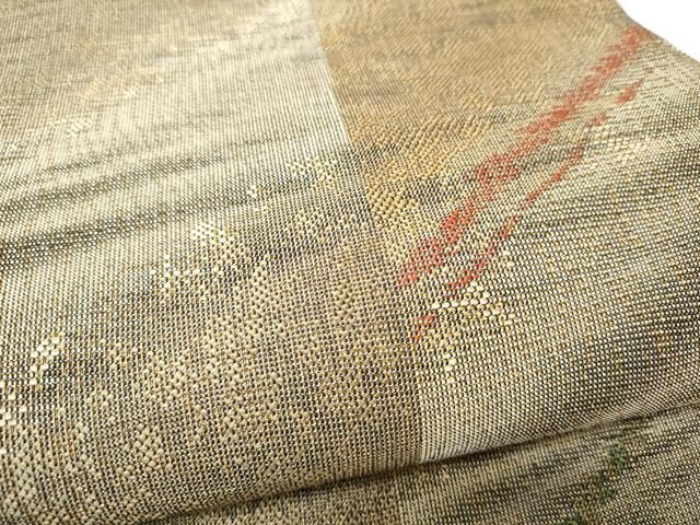 平和屋着物●両面　六通柄袋帯　斜線文　金糸　正絹　逸品　CABO1688hy