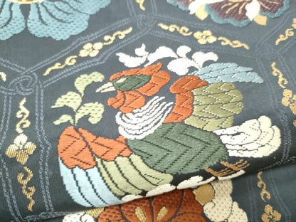平和屋着物●六通柄袋帯　錦繍唐織　亀甲鳳凰花文　金糸　正絹　逸品　CABO1696hy