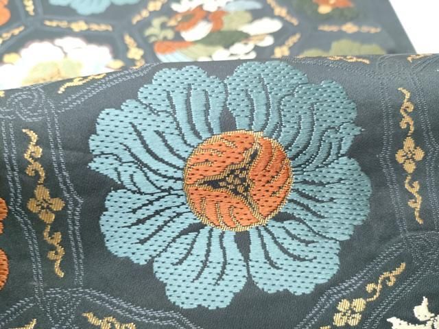 平和屋着物●六通柄袋帯　錦繍唐織　亀甲鳳凰花文　金糸　正絹　逸品　CABO1696hy
