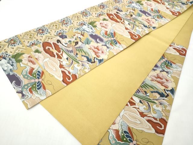 平和屋着物●六通柄袋帯　紹巴　鳳凰花蝶文　正絹　逸品　CABO1702hy