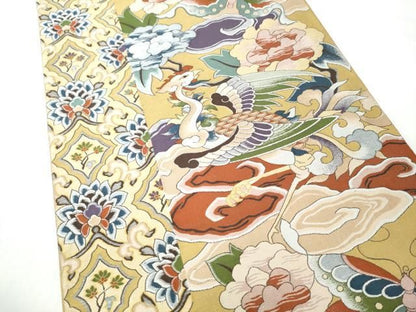 平和屋着物●六通柄袋帯　紹巴　鳳凰花蝶文　正絹　逸品　CABO1702hy