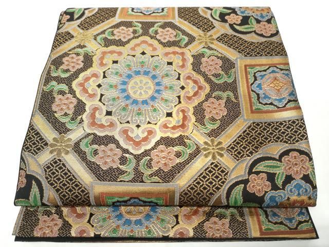 平和屋着物●織物一筋名門　織悦　六通柄　本袋帯　蜀江花文　金糸　正絹　逸品　CABO1703hy