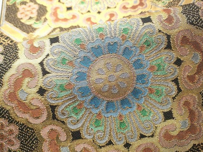 平和屋着物●織物一筋名門　織悦　六通柄　本袋帯　蜀江花文　金糸　正絹　逸品　CABO1703hy