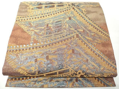 平和屋着物●織の宝石・ダイヤモンドカット　佐波理綴　六通柄袋帯　法隆寺文集　金糸　正絹　逸品　CABO1705hy