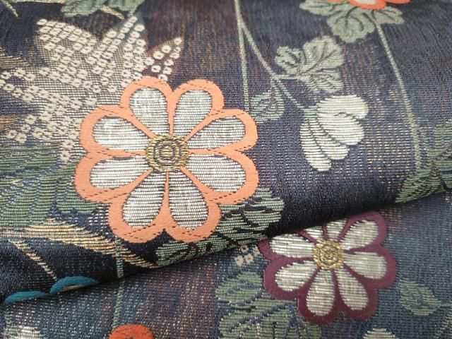 平和屋着物●ファッションデザイナー 花井幸子　六通柄袋帯　枝垂れ花文　金銀糸　正絹　逸品　CABO1709hy