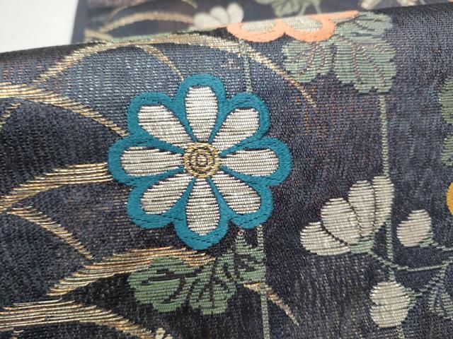 平和屋着物●ファッションデザイナー 花井幸子　六通柄袋帯　枝垂れ花文　金銀糸　正絹　逸品　CABO1709hy