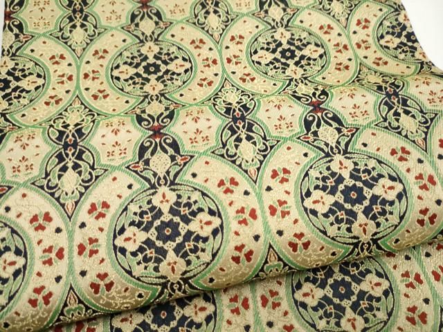 平和屋着物●龍村晋謹製　全通柄袋帯　花唐草文　金糸　正絹　逸品　CABO1720hy