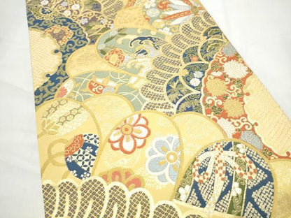 平和屋着物●六通柄袋帯　草花文　金糸　正絹　逸品　CABO1742hy