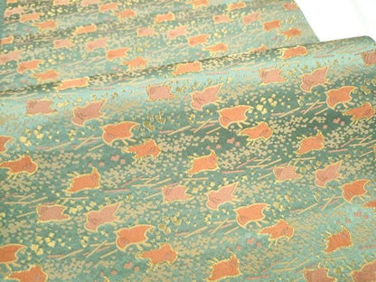 平和屋着物●全通柄袋帯　千鳥　金糸　正絹　逸品　CABO1743hy