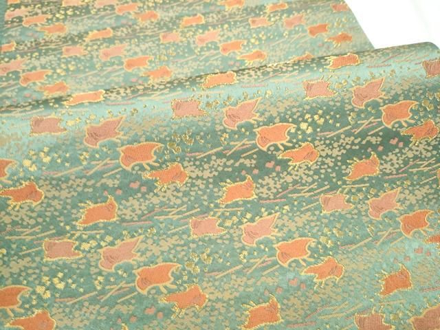 平和屋着物●全通柄袋帯　千鳥　金糸　正絹　逸品　CABO1743hy