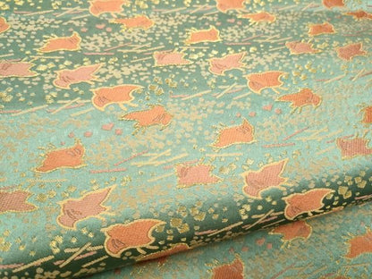 平和屋着物●全通柄袋帯　千鳥　金糸　正絹　逸品　CABO1743hy