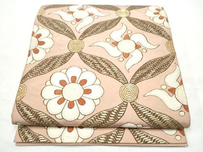 平和屋着物●洛風林　工芸帯地　全通柄袋帯　七宝花文　金糸　正絹　逸品　CABO1820hy