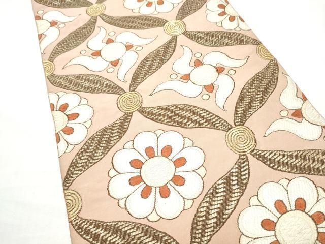 平和屋着物●洛風林　工芸帯地　全通柄袋帯　七宝花文　金糸　正絹　逸品　CABO1820hy