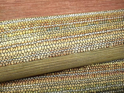 平和屋着物●両面　六通柄袋帯　横段文　金銀糸　正絹　逸品　CABO1829hy