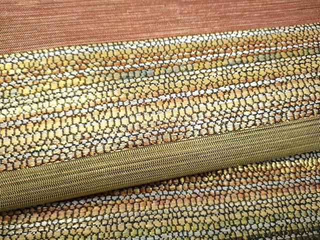 平和屋着物●両面　六通柄袋帯　横段文　金銀糸　正絹　逸品　CABO1829hy