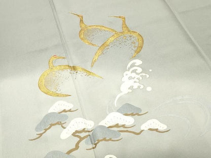 平和屋着物●色留訪問着　駒刺繍　鶴亀　松竹梅文　暈し染め　金銀彩　正絹　逸品　CABO2452gh