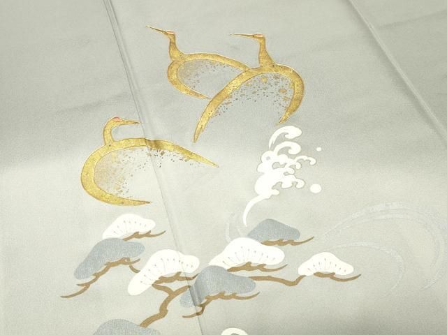 平和屋着物●色留訪問着　駒刺繍　鶴亀　松竹梅文　暈し染め　金銀彩　正絹　逸品　CABO2452gh