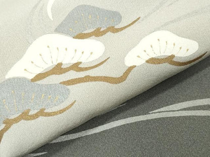 平和屋着物●色留訪問着　駒刺繍　鶴亀　松竹梅文　暈し染め　金銀彩　正絹　逸品　CABO2452gh