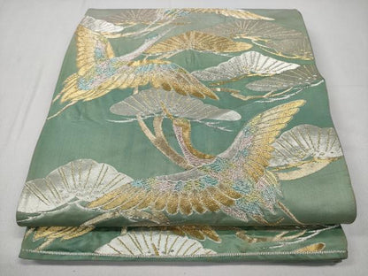 平和屋着物◎六通柄袋帯　飛鶴松文　金銀糸　正絹　逸品　CABD1741ha