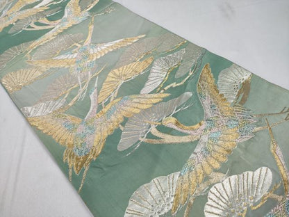 平和屋着物◎六通柄袋帯　飛鶴松文　金銀糸　正絹　逸品　CABD1741ha