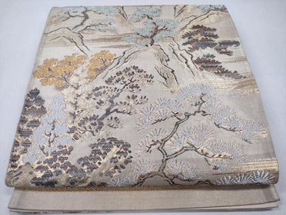 平和屋着物◎六通柄袋帯　風景松文　金銀糸　正絹　逸品　CABD1742ha
