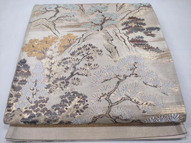平和屋着物◎六通柄袋帯　風景松文　金銀糸　正絹　逸品　CABD1742ha