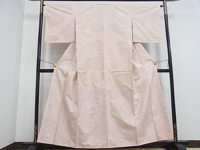 平和屋着物■上質な紬　亀甲花文　逸品　cf3077