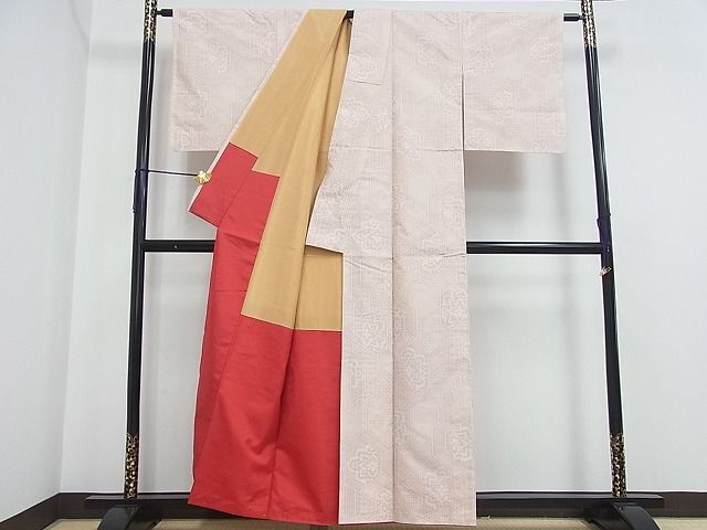平和屋着物■上質な紬　亀甲花文　逸品　cf3077