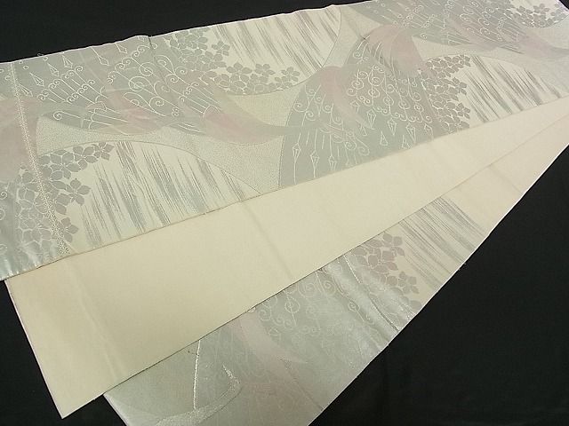 平和屋着物■六通柄袋帯 孔雀舞花文 銀糸 やまとオリジナル 逸品 ch0665