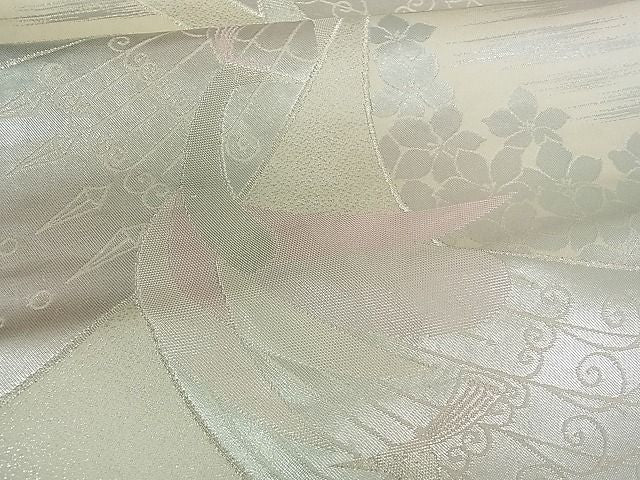 平和屋着物■六通柄袋帯 孔雀舞花文 銀糸 やまとオリジナル 逸品 ch0665