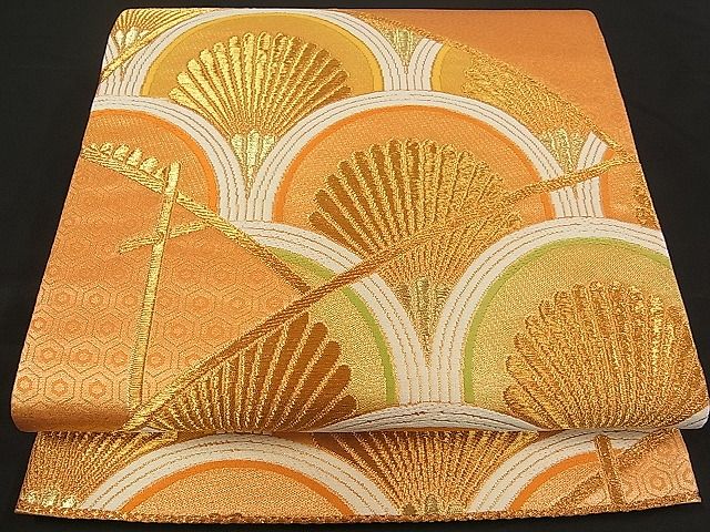 平和屋着物■六通柄袋帯 竹垣吉祥青海波 金糸 逸品 ch1027
