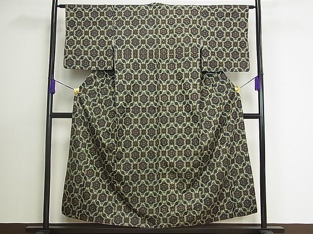 平和屋着物■上質な紬 蜀江花文 逸品 ch1637