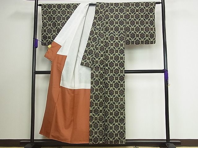 平和屋着物■上質な紬 蜀江花文 逸品 ch1637