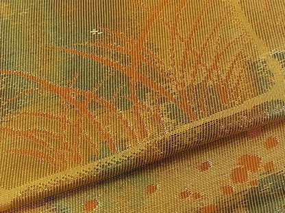 平和屋着物■六通柄袋帯 市松草木文 金糸 逸品 ch1910