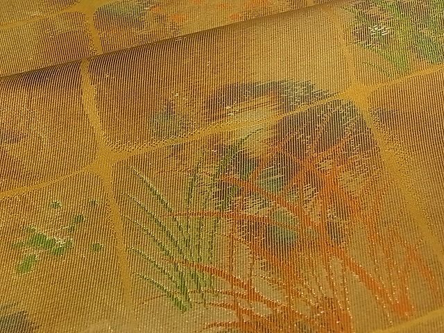平和屋着物■六通柄袋帯 市松草木文 金糸 逸品 ch1910