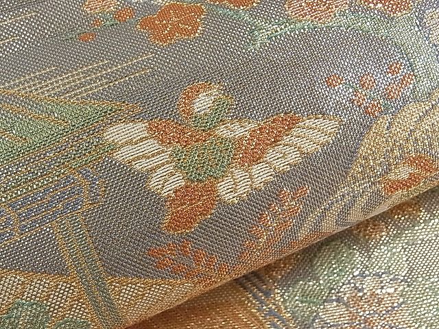 平和屋着物■宝珠佐賀錦 六通柄袋帯 色紙重ね飛鶴花文 九百錦 金銀糸 逸品 ch2757