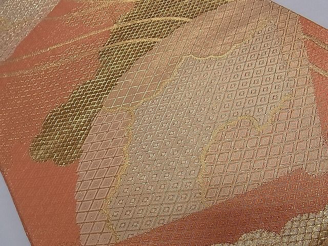 平和屋着物■佐賀錦 六通柄袋帯 雲取り扇面吉祥文 金糸 逸品 ch2758