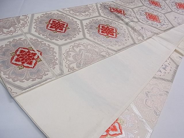 平和屋着物■六通柄袋帯 唐織 亀甲花文 金銀糸 逸品 ch2764