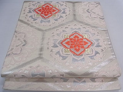 平和屋着物■六通柄袋帯 唐織 亀甲花文 金銀糸 逸品 ch2764