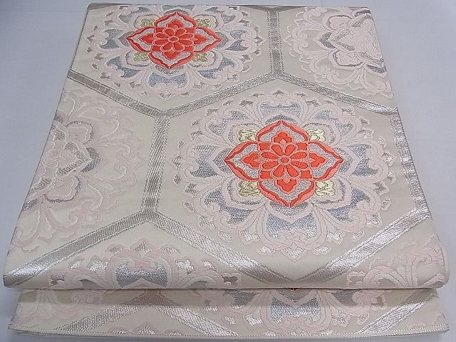 平和屋着物■六通柄袋帯 唐織 亀甲花文 金銀糸 逸品 ch2764