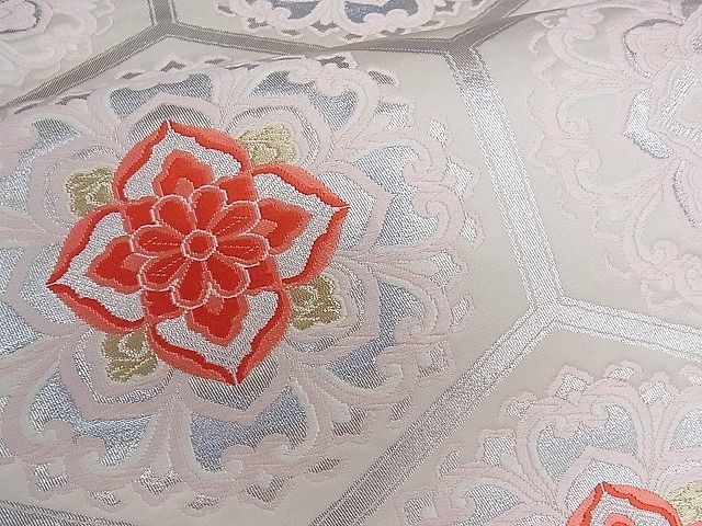 平和屋着物■六通柄袋帯 唐織 亀甲花文 金銀糸 逸品 ch2764