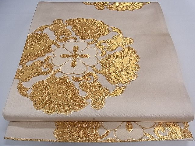 平和屋着物■六通柄袋帯 花唐草丸文 金糸 逸品 ch2767