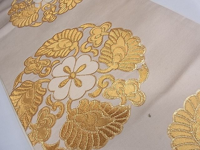 平和屋着物■六通柄袋帯 花唐草丸文 金糸 逸品 ch2767