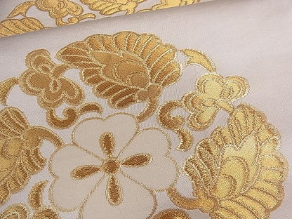 平和屋着物■六通柄袋帯 花唐草丸文 金糸 逸品 ch2767