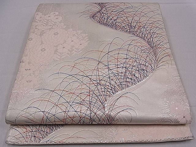 平和屋着物■六通柄袋帯 草花文 九百錦 金銀糸 逸品 ch2929